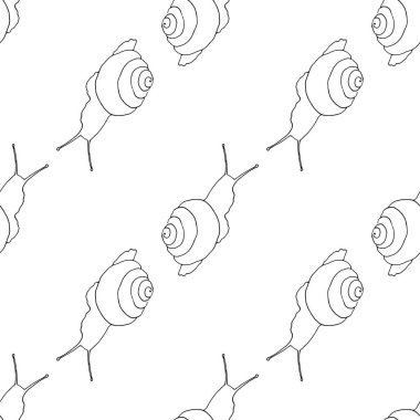 Salyangoz desenini yönlendir. Tasarım şablonu için beyaz üzerine izole edilmiş, boynuzları olan kusursuz çizgili salyangoz deseni.