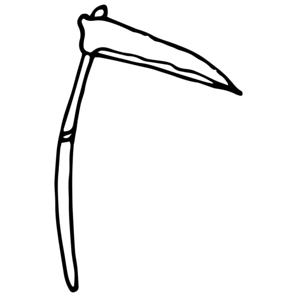Scythe Icon Old Scythe Tool Drawn Doodle Style Isolated Black — Stock Vector