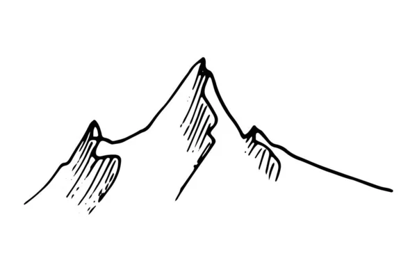 Vector Mountain Range Mountain Peaks Drawn Hand Isolated Black Line — 图库矢量图片