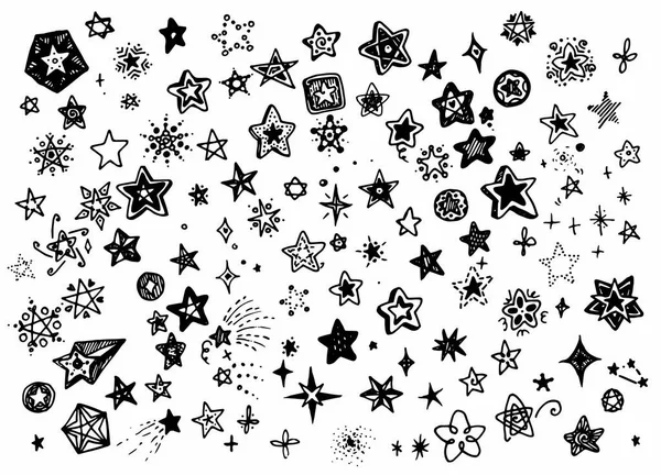 Set Asterisk Icon Ручной Рисунок Стиле Каракулей Коллекция Различных Звезд — стоковый вектор