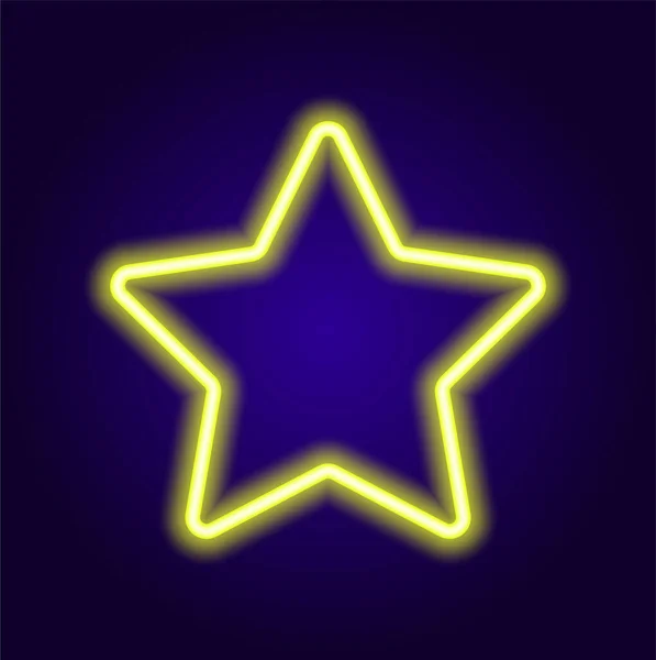 Neongelbes Stern Symbol Sterne Mit Fünf Abgerundeten Strahlen Leuchtend Gelb — Stockvektor