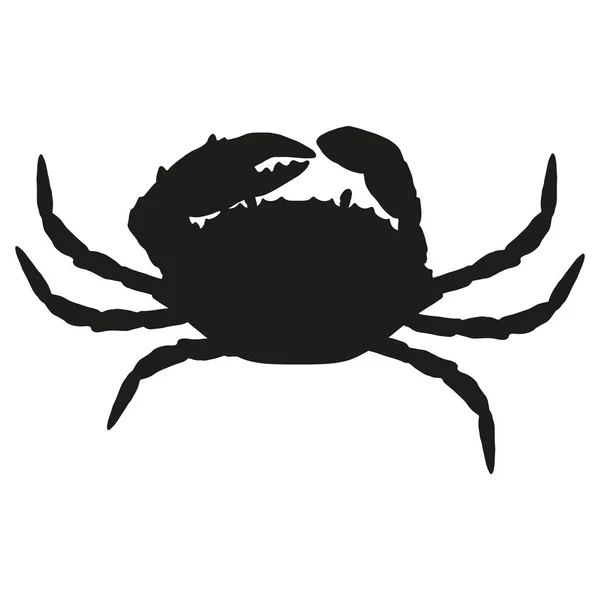 Vector Zwart Silhouet Van Een Krab Marine Dier Tekening Geïsoleerde — Stockvector