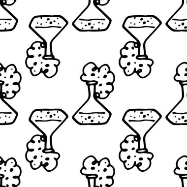 Köpüklü bir sıvıyla bir mataranın A şekli. Bir kimyasal deneye ait kusursuz desen, boynundaki sıvı ve köpükle şeffaf matara biçiminde, izole edilmiş siyah bir hat genellikle bir tasarım şablonu için beyazın üzerine yerleştirilir.