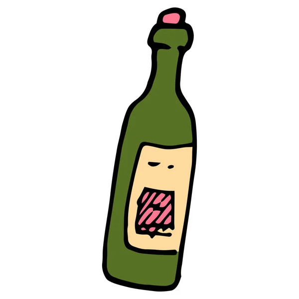 Ікона Видно Зеленому Склі Каракулеподібна Пляшка Зеленого Скляного Алкоголю Рожевою — стоковий вектор