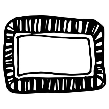 vektör dikdörtgen çerçeve ve kısa vuruşlar. kenarlık, günlük ve fotoğraflar için beyaz üzerine siyah bir çizgi içindeki metin için boş bir boşluk ile yatay izole bir elementtir