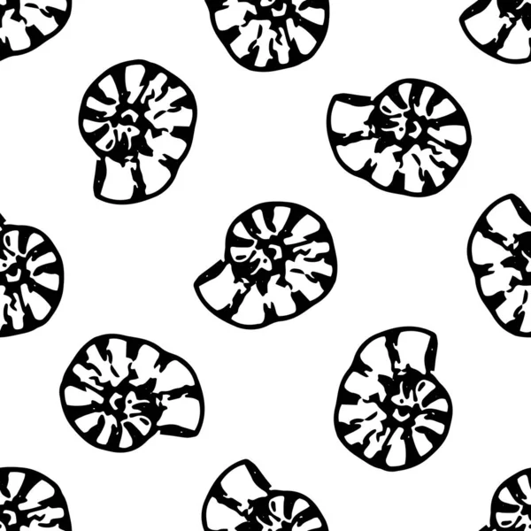 Векторный Рисунок Рисунок Значка Спиральной Оболочки Полосах Бесшовный Рисунок Раковины — стоковый вектор