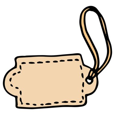 Dikdörtgen boş hediye etiketi. Elle çizilmiş karalama biçimi, bej renkli siyah ana hat, beyaz tasarım şablonunda dizgi desenli dikdörtgen şekilli etiketler