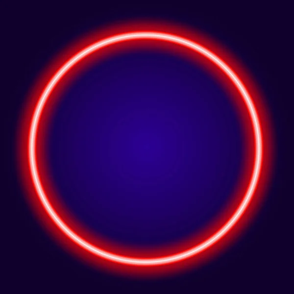 三维霓虹灯彩圈用于装饰设计 蓝色的霓虹灯圆圈 一个圆形的矢量框架 在黑暗中闪烁着明亮的蓝色轮廓 里面有一个空的文字空间 霓虹灯签名模板 — 图库矢量图片