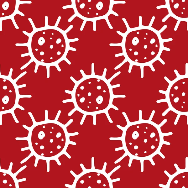 Vecteur Patron Virus Une Bactérie Motif Sans Couture Microbe Dessiné — Image vectorielle