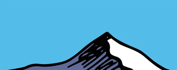 Векторный Горный Диапазон Цвета Горные Вершины Нарисованные Черной Линией Снежной — стоковый вектор