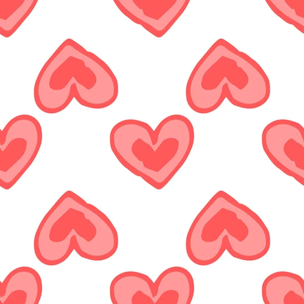 Vektormuster Aus Rosa Herzen Nahtlose Muster Aus Handgezeichneten Rosafarbenen Herzen — Stockvektor