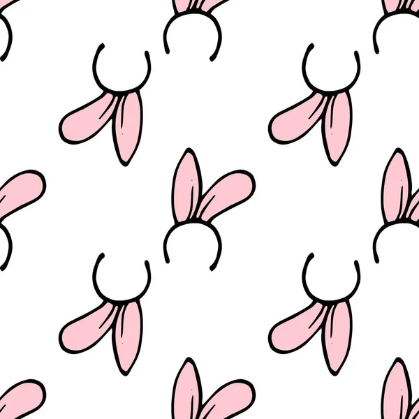 Vector Headband Pink Rabbit Ears Seamless Pattern Hair Decoration Icon — Stock Vector