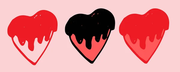 Herz Symbol Vektor Ein Satz Roter Herzen Ein Satz Roter — Stockvektor