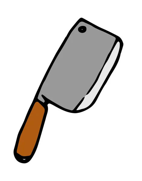 Иконка Топора Кухонный Прямоугольный Нож Серого Металла Деревянной Ручкой Белом — стоковый вектор