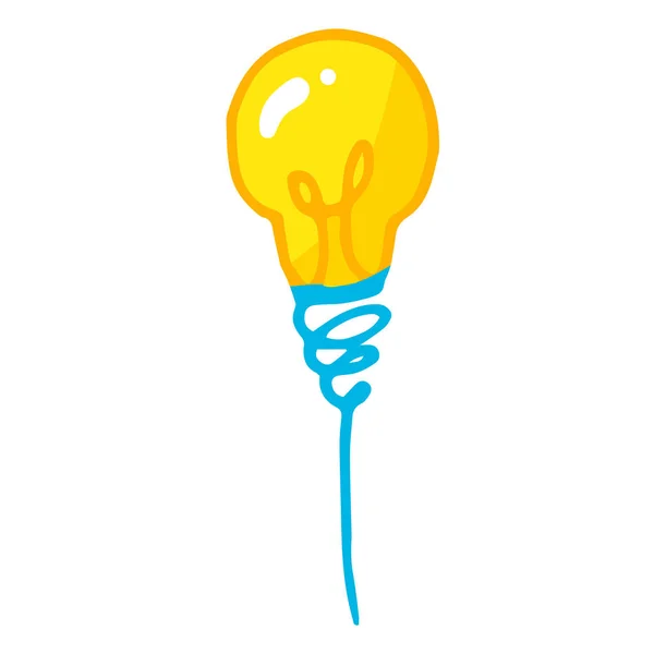Векторная Желтая Лампочка Ручной Рисунок Изолированный Элемент Стиле Мультфильма Состоящий — стоковый вектор