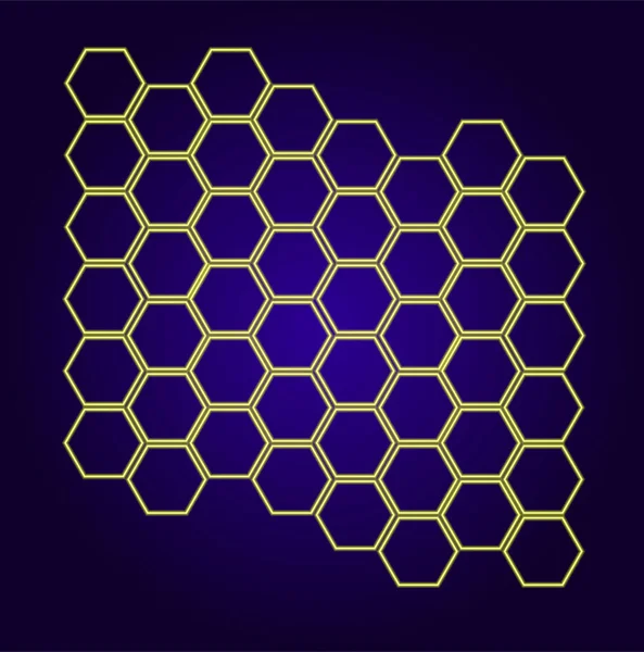 Vecteur Néon Jaune Nid Abeille Isolé Nombreux Hexagones Motif Géométrique — Image vectorielle