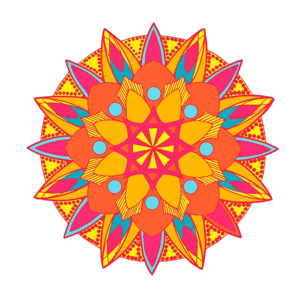 Yapımı Vektör Mandala Parlak Renklerden Oluşan Elle Çizilmiş Bir Vektör — Stok Vektör