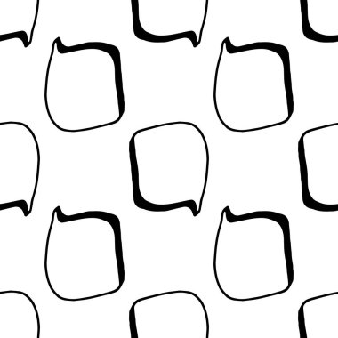 Vektör bulut konuşma kalıbı. Kusursuz bir kalıp. Kare şeklinde elle çizilmiş bir konuşma balonu. Yuvarlak, boş, izole siyah çizgiler. Eskiz simgesini Retro ile