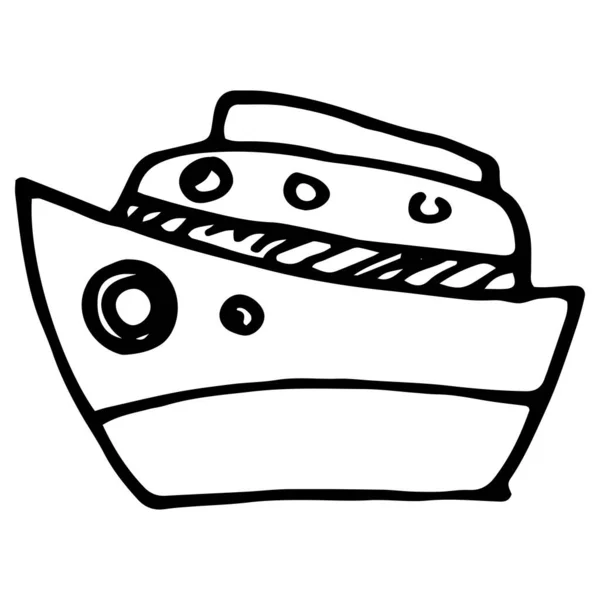 Vetor Ícone Forro Grande Navio Marinho Desenhado Mão Estilo Doodle — Vetor de Stock