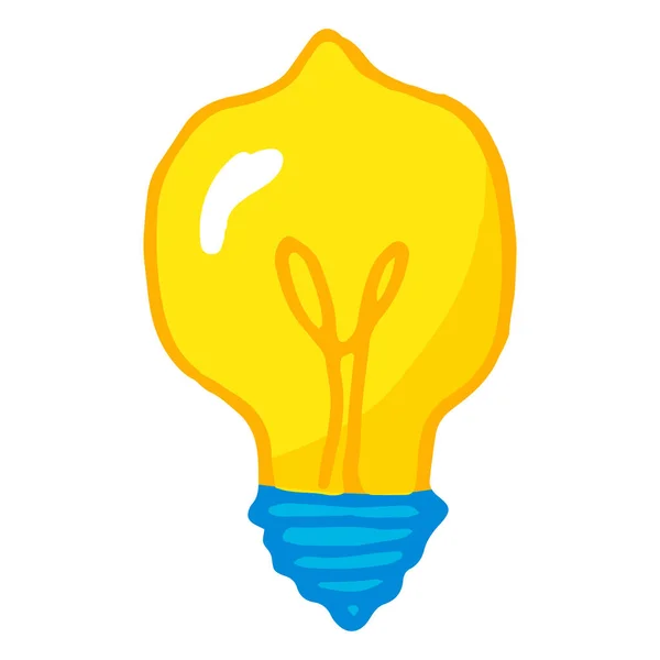 Желтая Лампочка Желтая Лампочка Ручной Работы Ручной Рисунок Изолированный Элемент — стоковый вектор