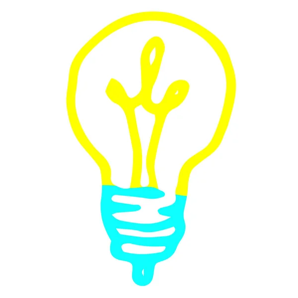Векторная Желтая Лампочка Желтая Лампочка Ручной Рисунок Изолированного Контура Электрической — стоковый вектор