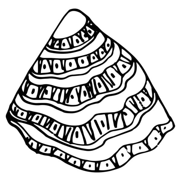 Векторный Изолированный Рисунок Горы Рисунком Волнистых Линий Штрихов Рисунок Горы — стоковый вектор