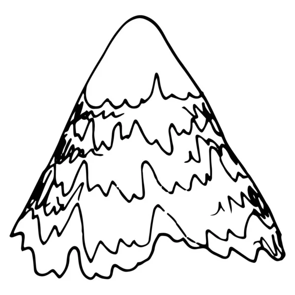 Vetor Vetorial Isolado Desenho Uma Montanha Com Padrão Linhas Caóticas — Vetor de Stock