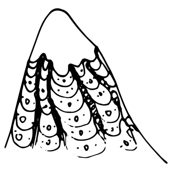 Montañas Doodle Patrón Ondulado Dibujo Vectorial Una Montaña Con Pico — Archivo Imágenes Vectoriales