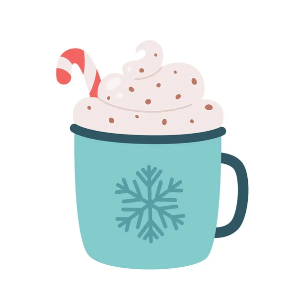 Bebida caliente de Navidad con piruleta. Dulces de Navidad. Ilustración vectorial — Archivo Imágenes Vectoriales
