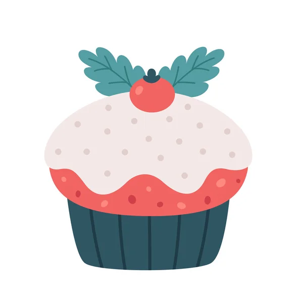 Christmas cupcake. Christmas sweets. Vector illustration — Stock Vector
