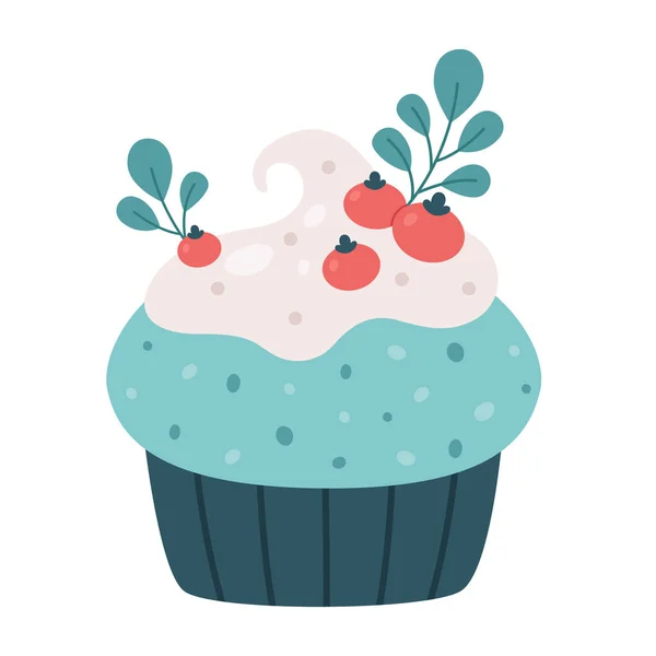 Christmas cupcake. Christmas sweets. Vector illustration — Stock Vector