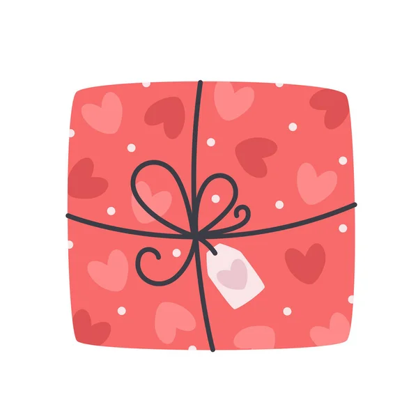 Scatola regalo di San Valentino con cuori. Amore, matrimonio, concetto di San Valentino. Illustrazione vettoriale — Vettoriale Stock