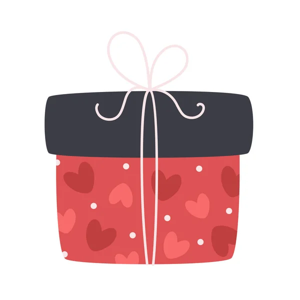 Scatola regalo di San Valentino con cuori. Amore, matrimonio, concetto di San Valentino. Illustrazione vettoriale — Vettoriale Stock