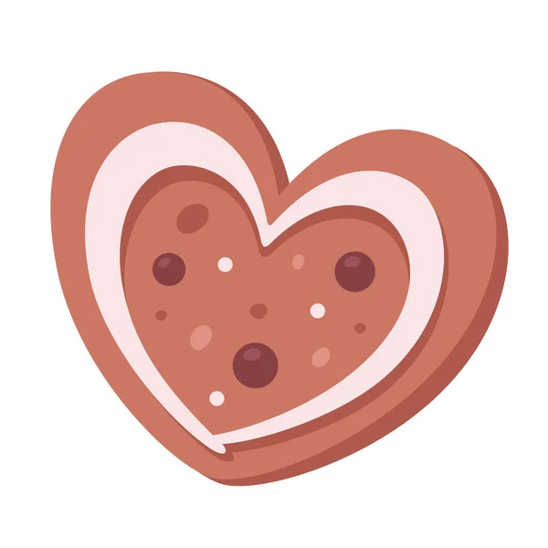Gingerbread in heart shaped. Ginger cookies. Valentines Day sweets. Vector illustration — Vettoriale Stock