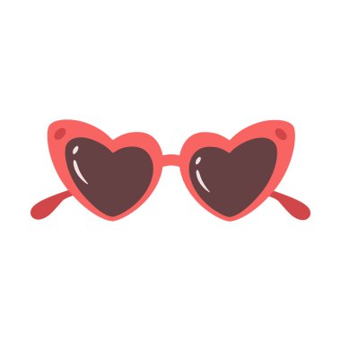 Glasses in heart shape. Retro glasses. Valentines Day element. Vector illustration