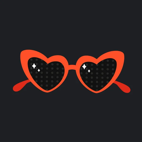 Okulary w kształcie serca. Retro okulary. Walentynki, psychodeliczne i elementy stylu lat 70. Ilustracja wektora — Wektor stockowy