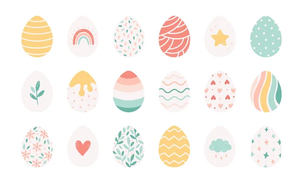 Recogida de huevos de Pascua. Huevos pintados. Feliz Pascua. Ilustración vectorial dibujada a mano — Vector de stock