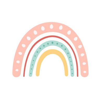 Boho tarzında şirin soyut gökkuşağı. El çizimi vektör illüstrasyonu