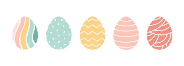 复活节彩蛋收集。彩绘鸡蛋。复活节快乐手绘矢量图解 — 图库矢量图片
