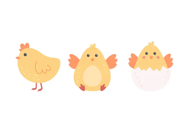 Niedliches kleines Huhn. Ostercharakter. Handgezeichnete Vektorillustration — Stockvektor