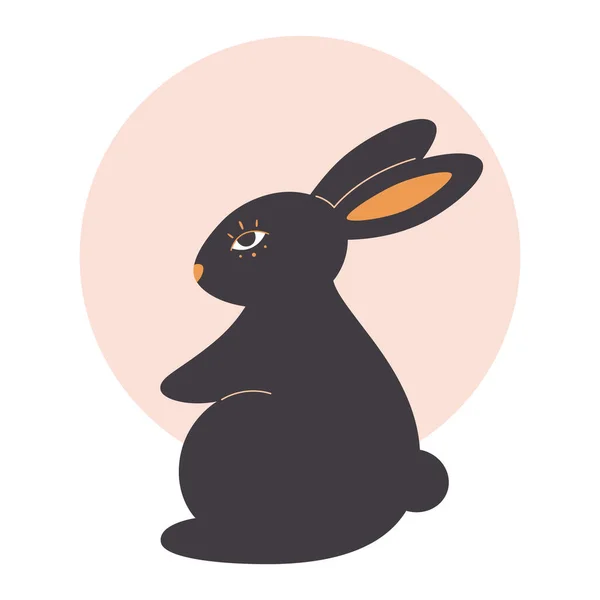 Cute rabbit. Year of the Rabbit. Mid autumn festival. Chinese horoscope. Hand drawn vector illustration — Stock Vector