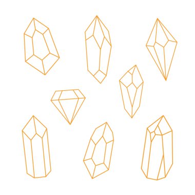 Mystical, esoteric or healing crystals. Linear art. Editable strokes. Vector illustration
