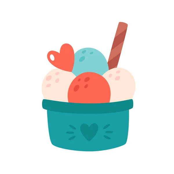 Copas Helado Taza Con Diferentes Sabores Canela Verano Hola Verano — Vector de stock