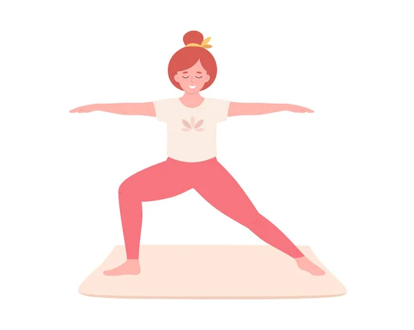 Mujer Haciendo Yoga Vida Sana Autocuidado Yoga Meditación Bienestar Mental — Vector de stock
