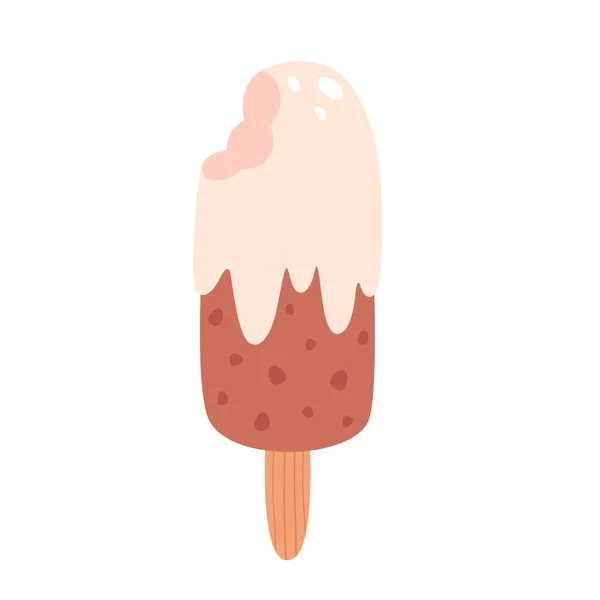 Chocolate Popsicle Ice Cream Stick Summertime Hello Summer Vector Illustration — Stock Vector