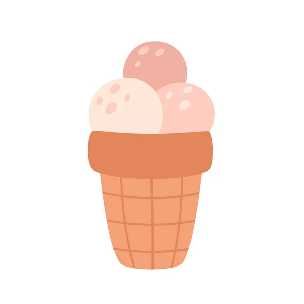 Helado Vainilla Chocolate Taza Gofres Verano Hola Verano Ilustración Vectorial — Vector de stock