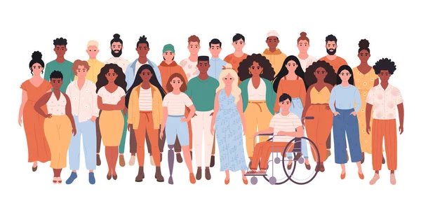 Crowd Different People Different Races Body Types Person Disability Multicultural — ストックベクタ