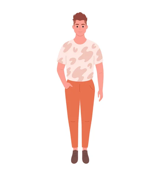 Современный Молодой Человек Повседневной Одежде Стильный Модный Вид Векторная Иллюстрация — стоковый вектор