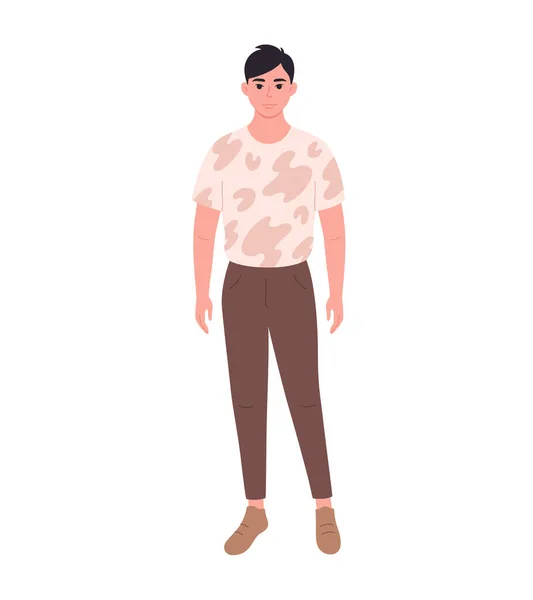 Moderner Junger Asiatischer Mann Lässigen Outfit Stilvoller Modischer Look Vektorillustration — Stockvektor