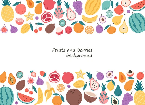 Fondo Frutas Bayas Nutrición Orgánica Natural Alimentos Saludables Productos Dietéticos — Vector de stock